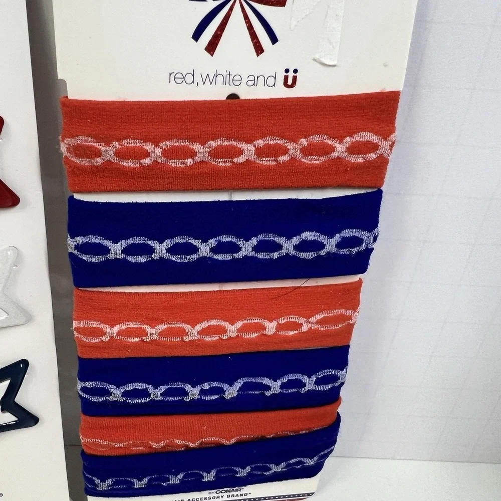 Scunci Patriotic Hair Clip Bundle 4th July Stars‎ Ponytailers New Red White Blue